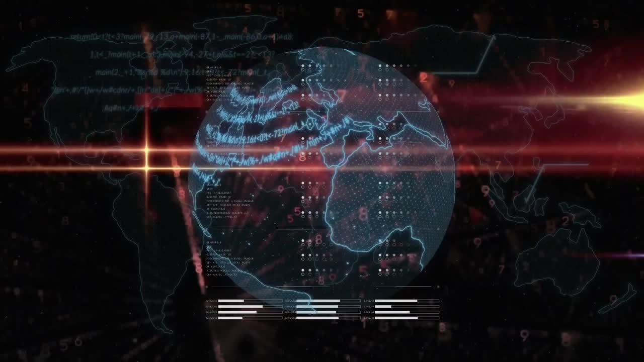 Animation of data processing over globe and connections