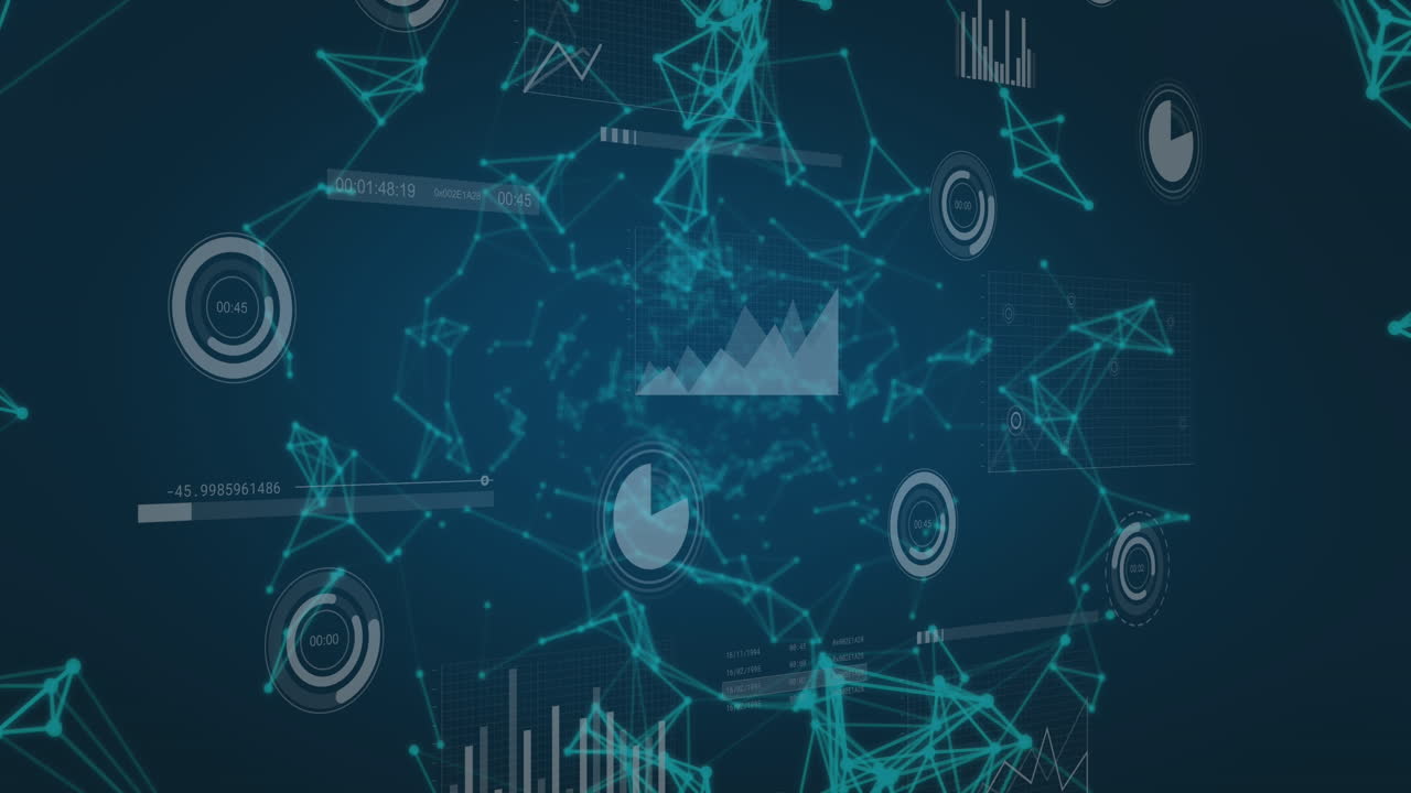 Animation of data processing over black background