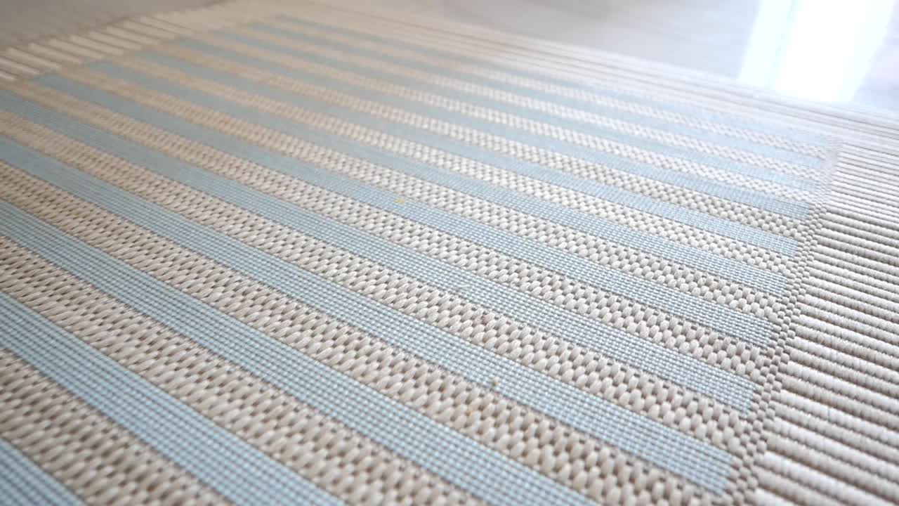 Beige and Light Blue Striped Rug
