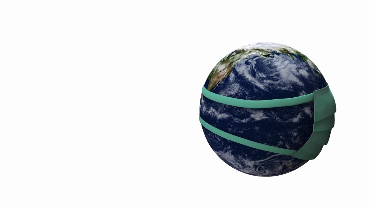 4k 코로나 바이러스 전염병 마스크 보호 지구 조명 배경 30fps