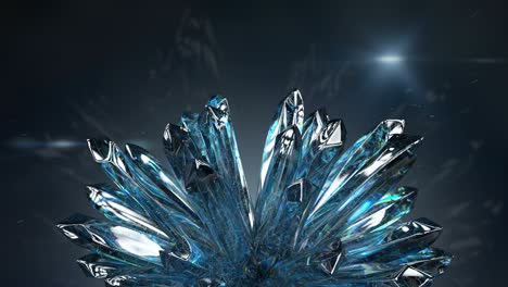cluster of raw piezoelectric crystals 3d render seamless loop animation