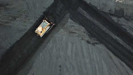 crawler bulldozer sorts coal into a thermal power plant. industry. aerial view.