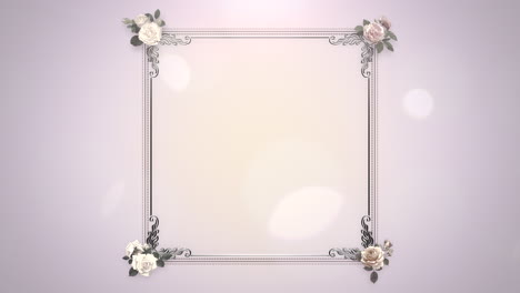 Closeup-vintage-frame-with-flowers-motion-with-wedding-background-4