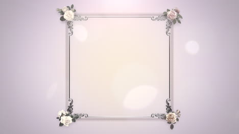 closeup vintage frame with flowers motion with wedding background 4