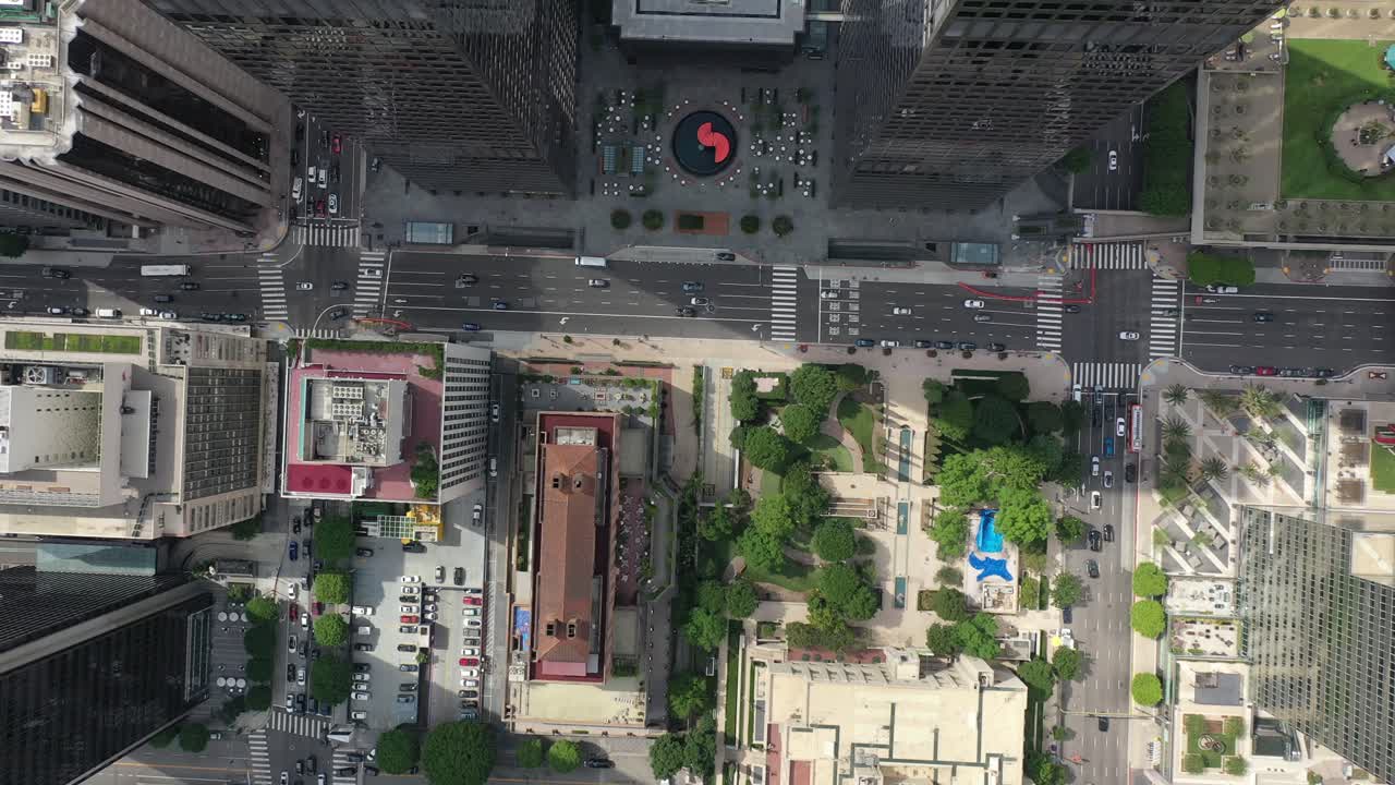 vista aérea del centro de los ángeles - vista de arriba hacia abajo