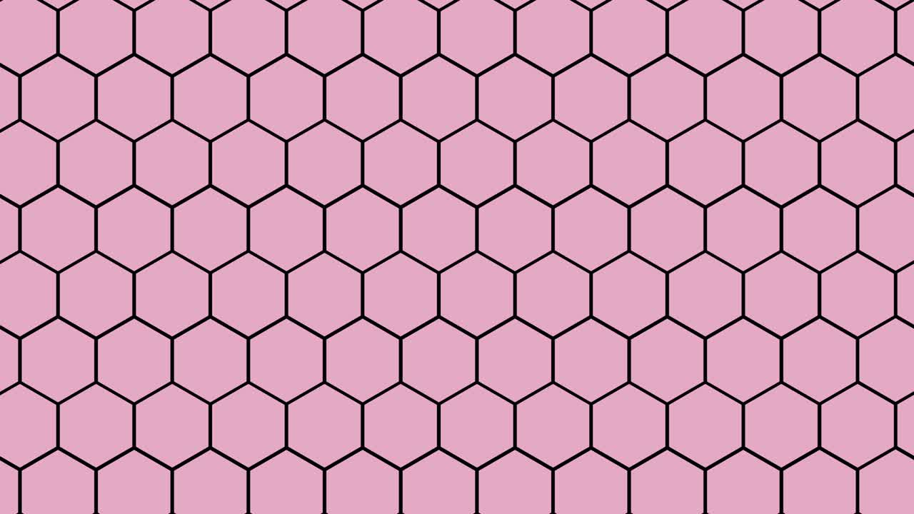 onda colorida brillante y dinámica que se mueve a lo largo de una cuadrícula hexagonal. en bucle