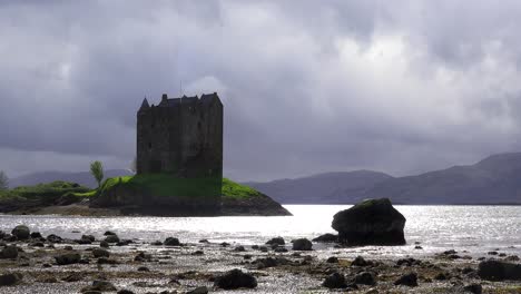 castle stalker in scotland on a stoprmy day 1