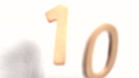 the number 10 rising on white background