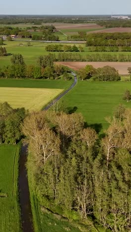 aerial view of dutch farmland and canal