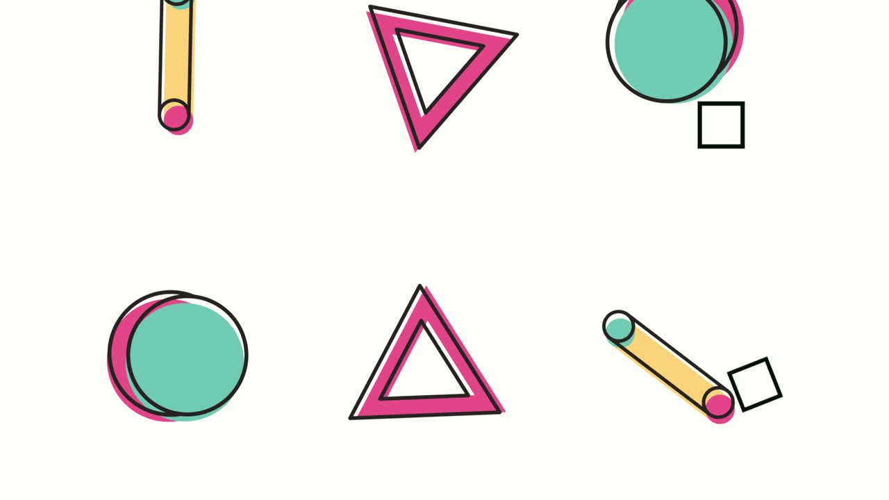colores y figuras geométricas en animación de fondo blanco