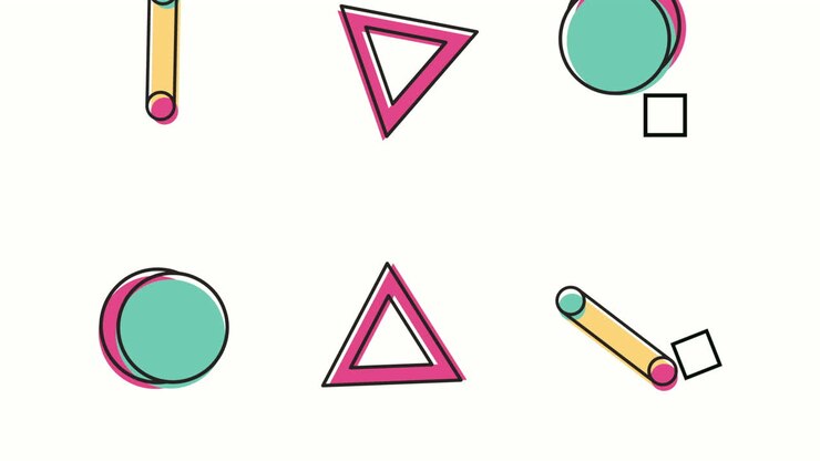 colors lines and geometric figures in white background animation