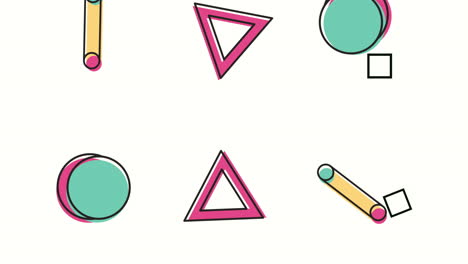 colors lines and geometric figures in white background animation