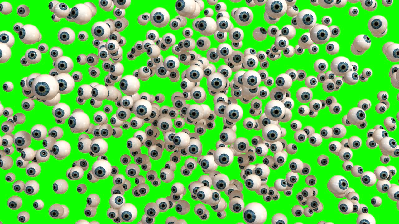 4k: 눈알 그룹의 폭발적인 외모, 녹색 화면.