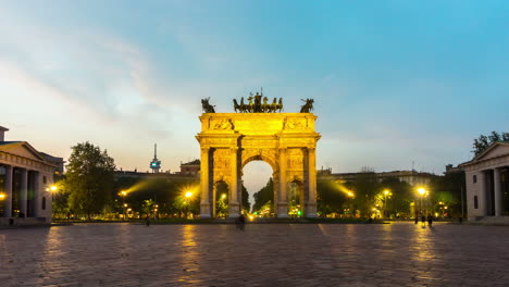 Time-lapse-of-Arco-della-Pace-in-Milan-,-Italy