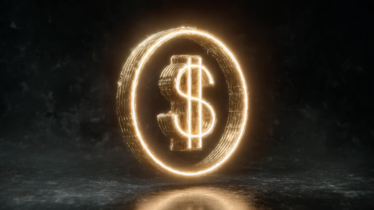A Shimmering Golden Coin Featuring a Prominent Dollar Sign, Symbolizing Wealth, Value, and Financial Prosperity in a Dark and Elegant Background Setting