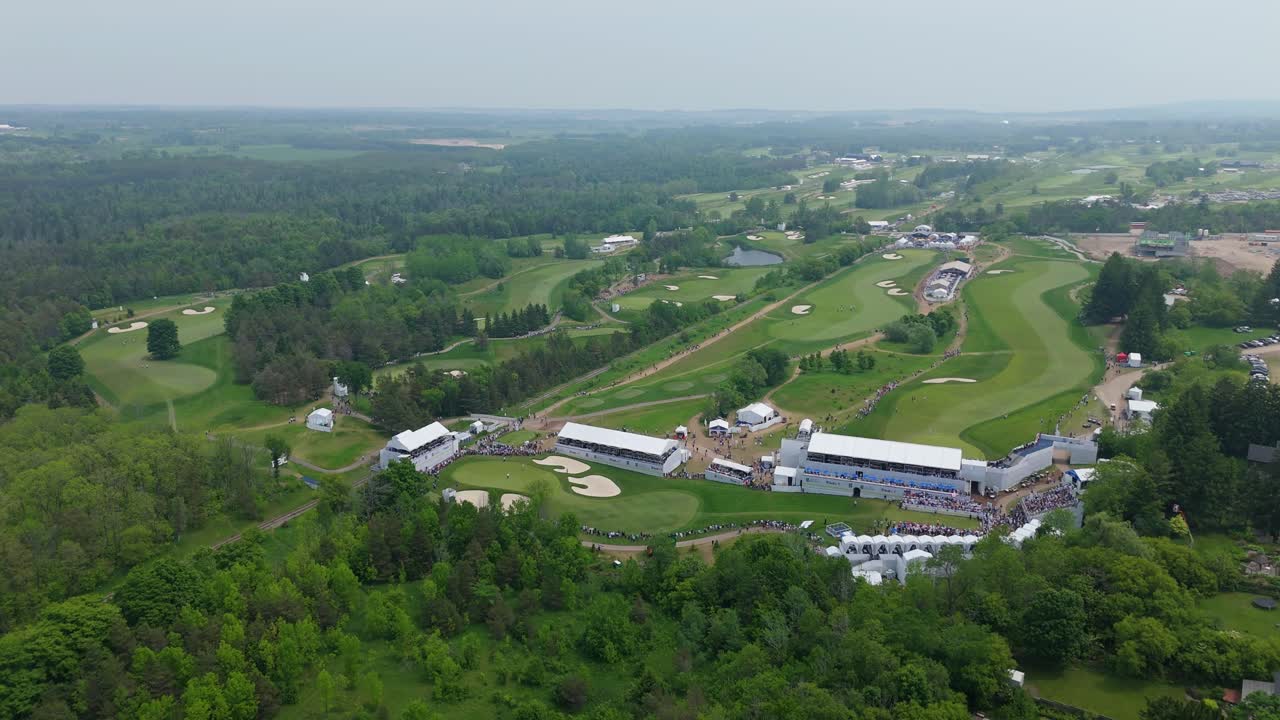 RBC Canadian Open At TPC Toronto At Osprey Valley Golf Course In Alton, Caledon Village, Ontario, Canada. - aerial pullback shot