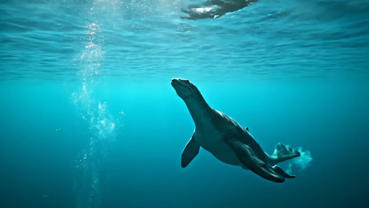 Plesiosaur underwater