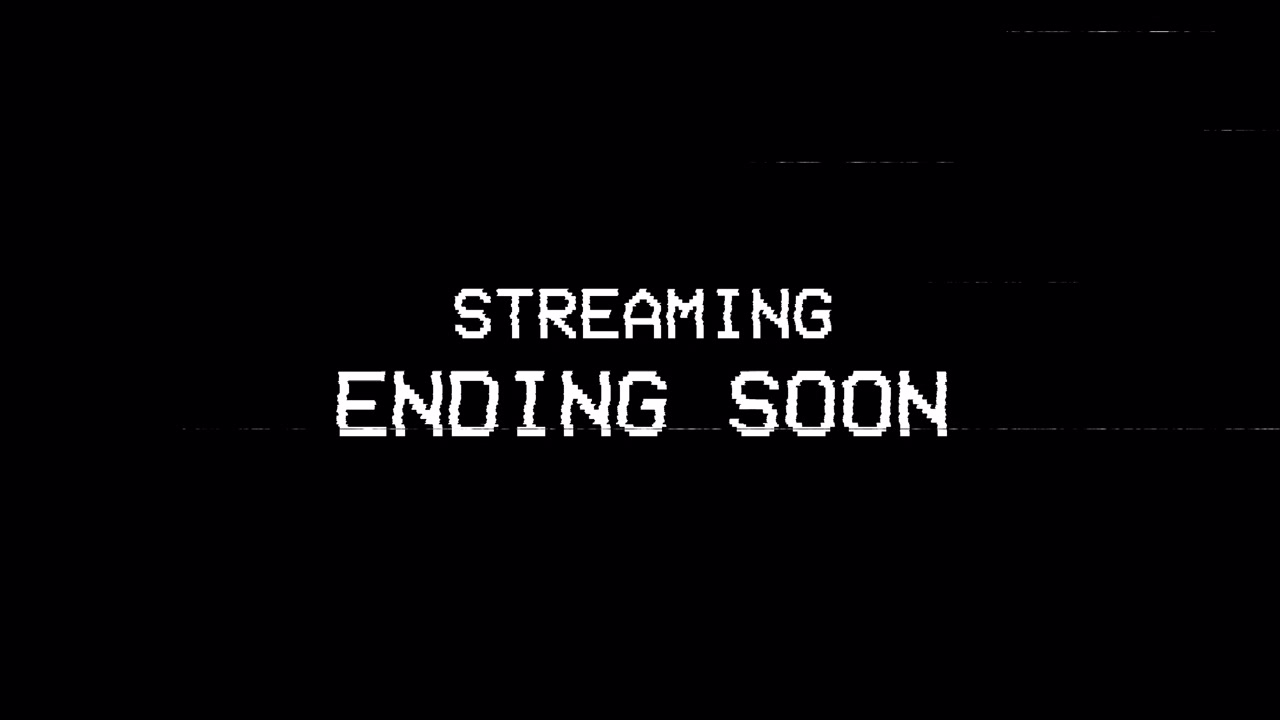 Retro Pixelated Streaming Ending Soon Text with Glitch Effect
