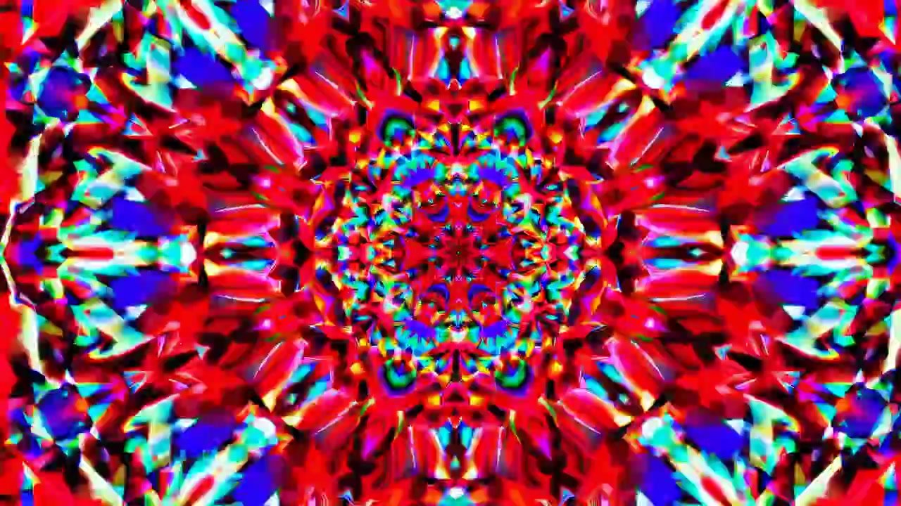 Motivo astratto caleidoscopico vibrante e mutevole con colori vivaci