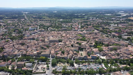 l'isle-sur-la-sorgue small town with famous antique shops aerial shot vaucluse