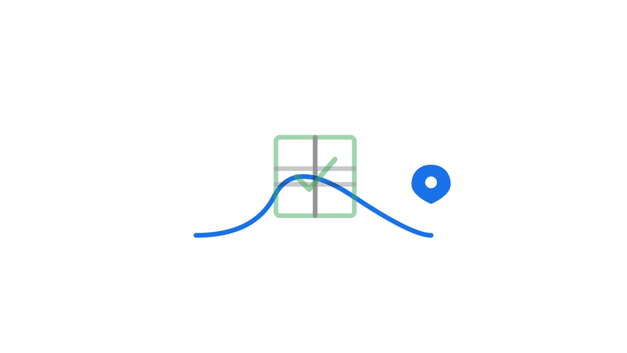 Animated Line Graph and Location Icon Over Window Grid