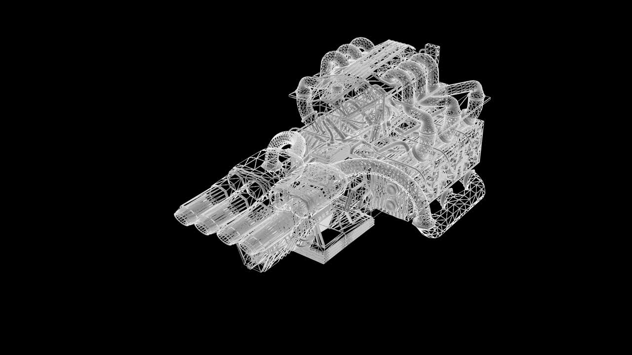 Wireframe 3D Model of an Engine