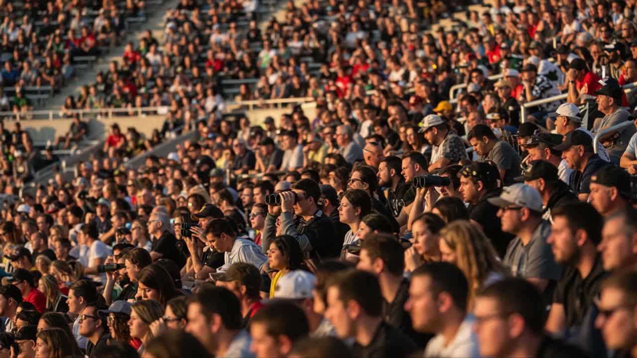 A colossal gathering of enthusiastic spectators captivated by a riveting event, showcasing the vibrant energy and collective spirit in a bustling atmosphere