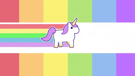 Animation-of-walking-unicorn-icon-on-rainbow-background