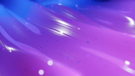 abstract 3d surface with beautiful waves, luminous sparkles and bright color gradient blue purple. waves run on very shiny, glossy surface with glow glitter. 4k looped animation