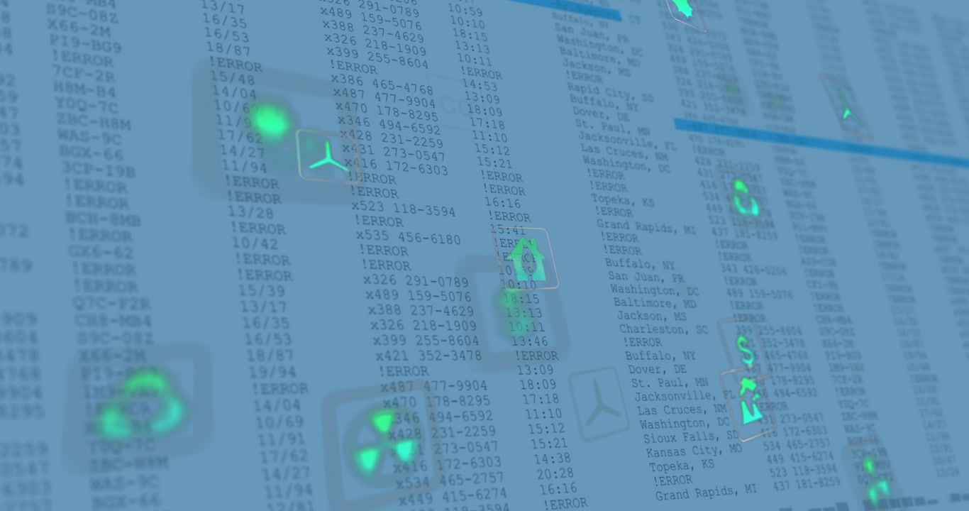 After icons appearing green power icons floating while blue scan bar sweeping for selecting metrics