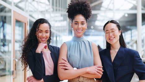 empowerment, pride and portrait of team of women