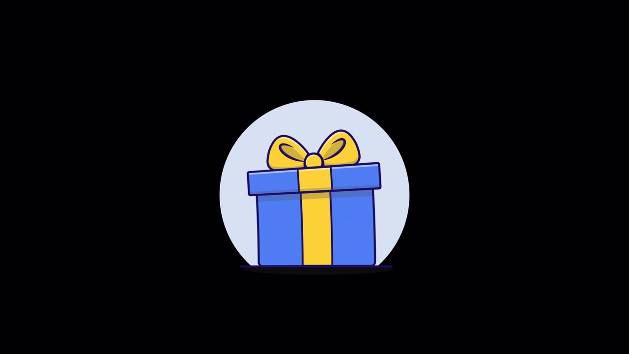 Scatola regalo blu animata con nastro giallo