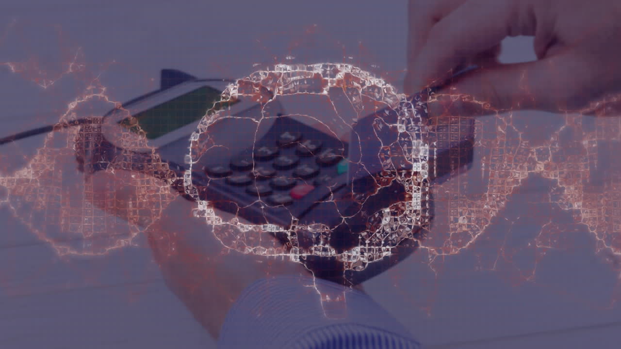 animación del cerebro sobre el terminal de pago