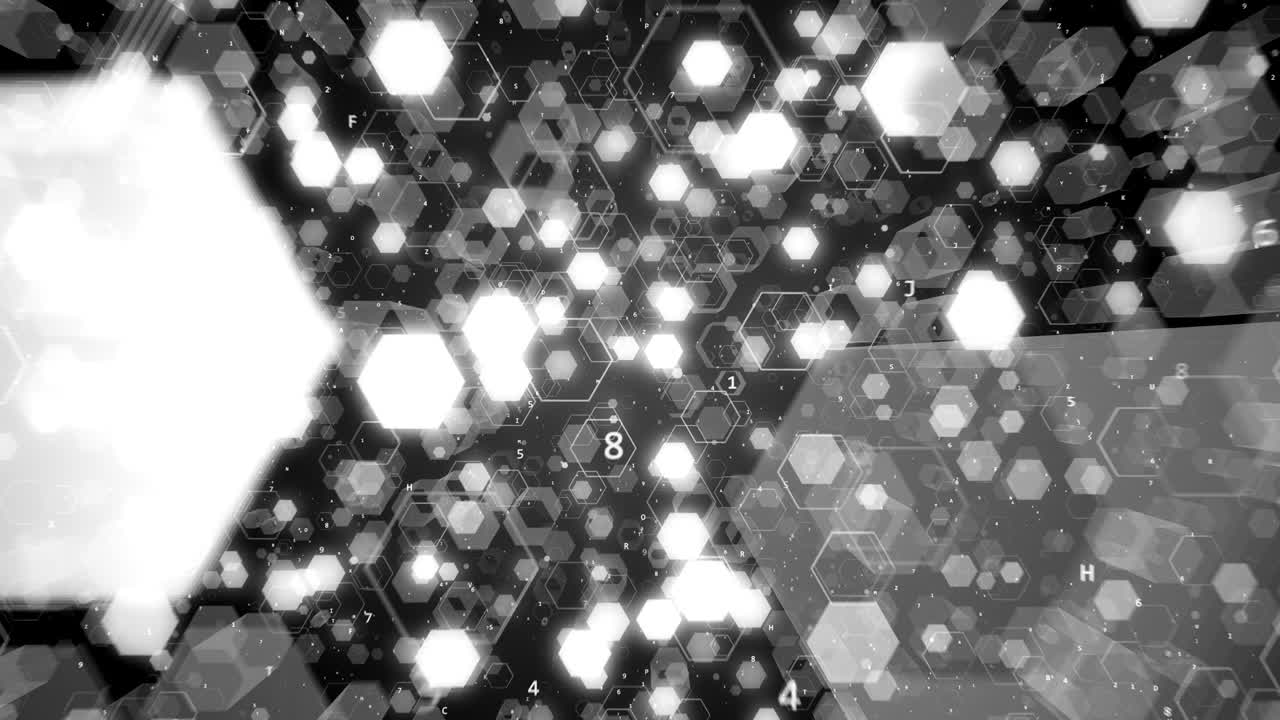 빛나는 육각형의 추상적인 기술적 배경, 원활한 루프 애니메이션, 금융, 은행, 웹 기술 또는 사회적 배경에 대한 고품질 3d 렌더링.