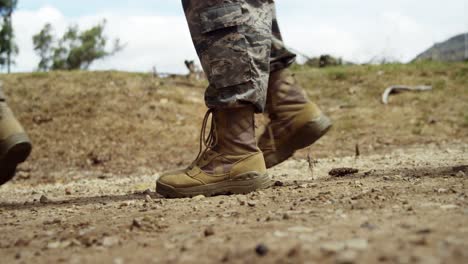 Military-troops-walking-at-boot-camp-4k