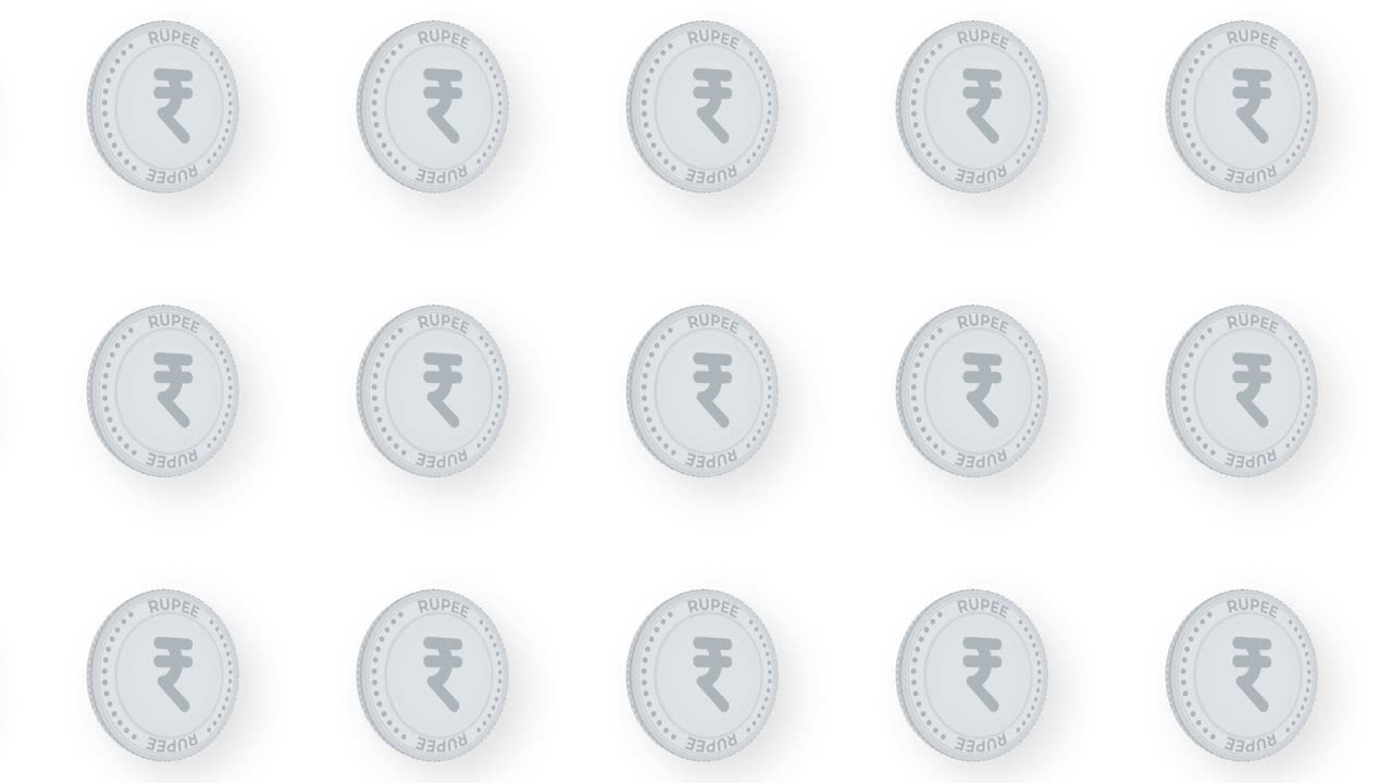 animación de la moneda de plata rupia video de fondo de patrón sin costuras. 4k