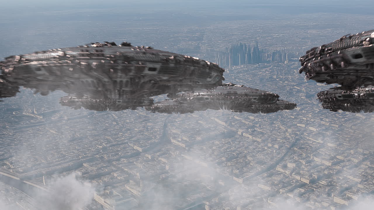 Alien invasion fleet above Russia