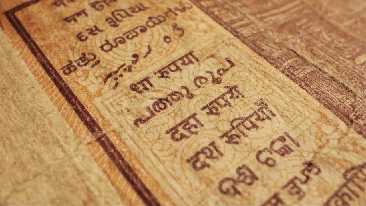 Captivating closeup shots of various currency bills featuring Mahatma Gandhi, including rupees and dollars. Unique onedollar bill with a hole. Money handling and currency art captured in detail