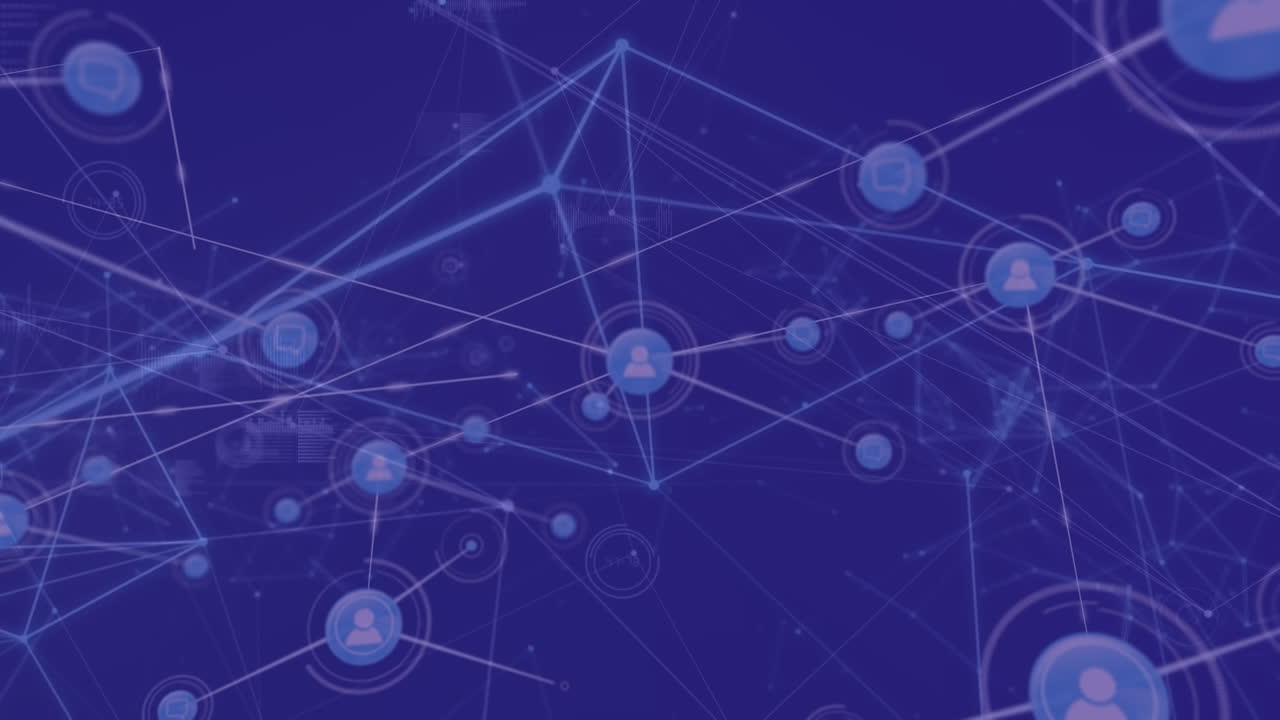 animación del procesamiento de datos sobre un fondo azul