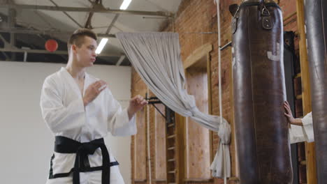 young man doing martial arts