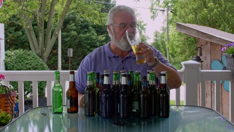 a lively gathering unfolds in a backyard setting where friends socialize over an assortment of craft beers. the atmosphere is relaxed and cheerful, perfect for summer fun