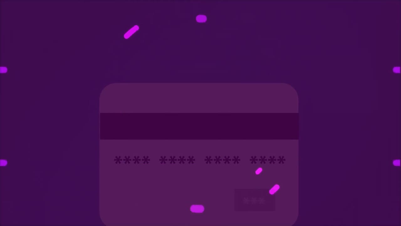 animación del escaneo de alcance púrpura sobre la tarjeta de crédito