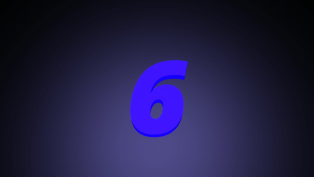 Animated 3D counter of blue numbers from zero to ten