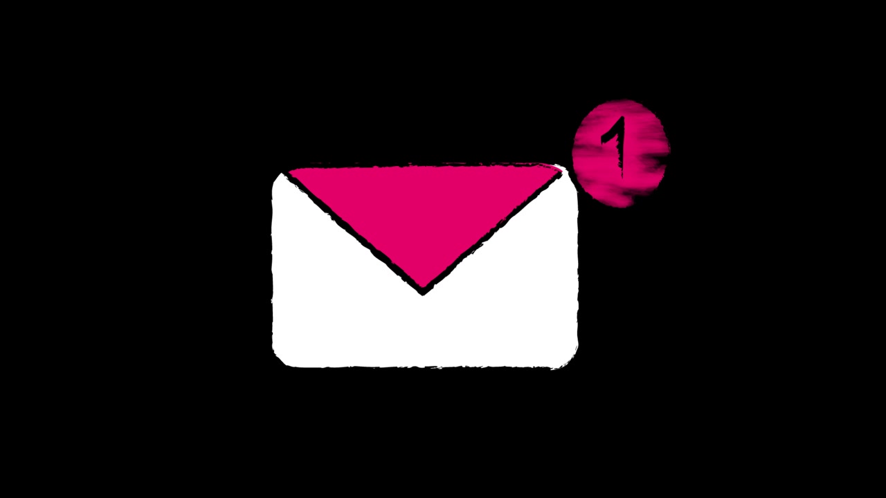 Animeret håndtegnet e-mailnotifikationsikon med advarsel om ny besked