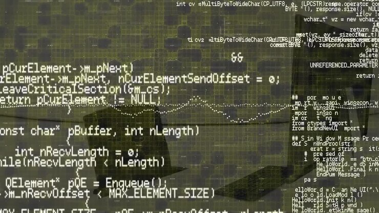 Animazione di elaborazione dati e quadrati in un ufficio