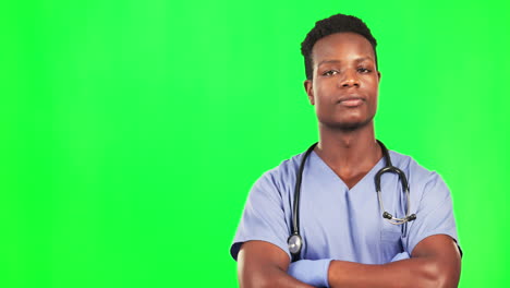 Green-screen,-no-and-face-of-black-man-doctor