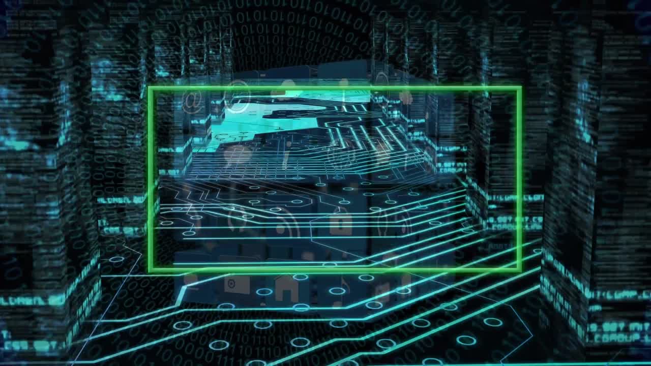 Animation of data processing over media icons