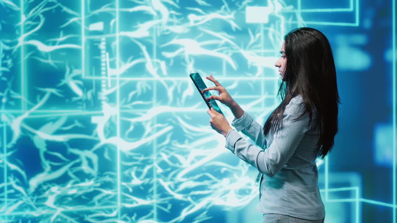 empleado trabajando en una tableta, desarrollando algoritmos de aprendizaje automático