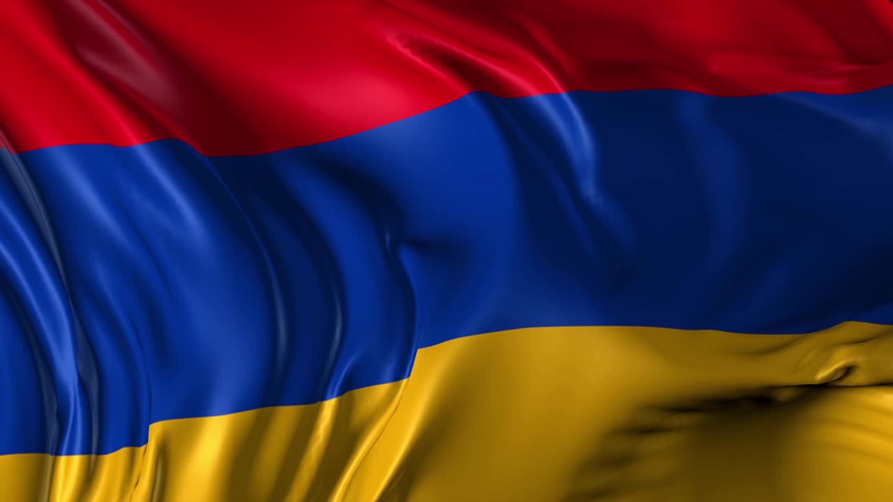 アーメニア国旗を振る