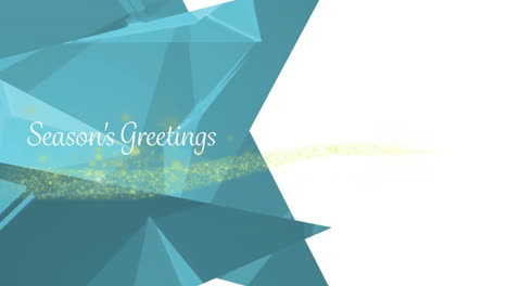 Animation of seasons greetings text over blue star on white background